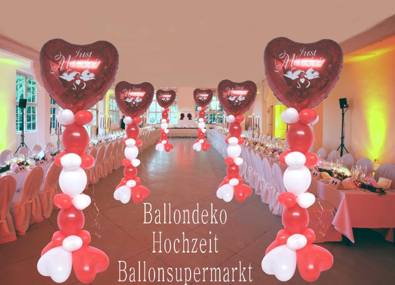 Hochzeitsdekoration mit Luftballons, Saaldekoration, Festraumdeko zu Hochzeitsfeiern 