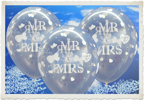 Luftballons zur Hochzeit, transparente Rundballons Mister and Misses