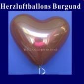 Herzluftballons Burgund, burgundfarbene Ballons in Herzform, Herzballons in der Farbe Burgund