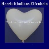 Herzluftballons Elfenbein, elfenbeinfarbene Ballons in Herzform, Herzballons in der Farbe Elfenbein