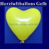 Herzluftballons Gelb, gelbe Ballons in Herzform, Herzballons in der Farbe Gelb