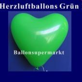 Herzluftballons Grün, grüne Ballons in Herzform, Herzballons in der Farbe Grün