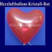 Herzluftballons Kristall-Rot, kristallrote Ballons in Herzform, Herzballons in der Farbe Kristallrot