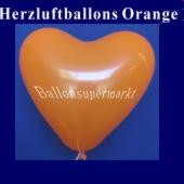 Herzluftballons Orange, orangefarbene Ballons in Herzform, Herzballons in der Farbe Orange