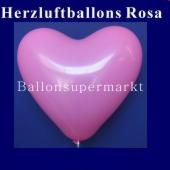 Herzluftballons Rosa, rosafarbene Ballons in Herzform, Herzballons in der Farbe Rosa