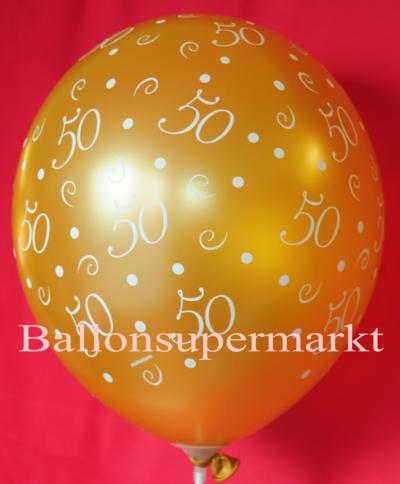 Luftballons zur Goldenen Hochzeit, Aufdruck: Zahl 50